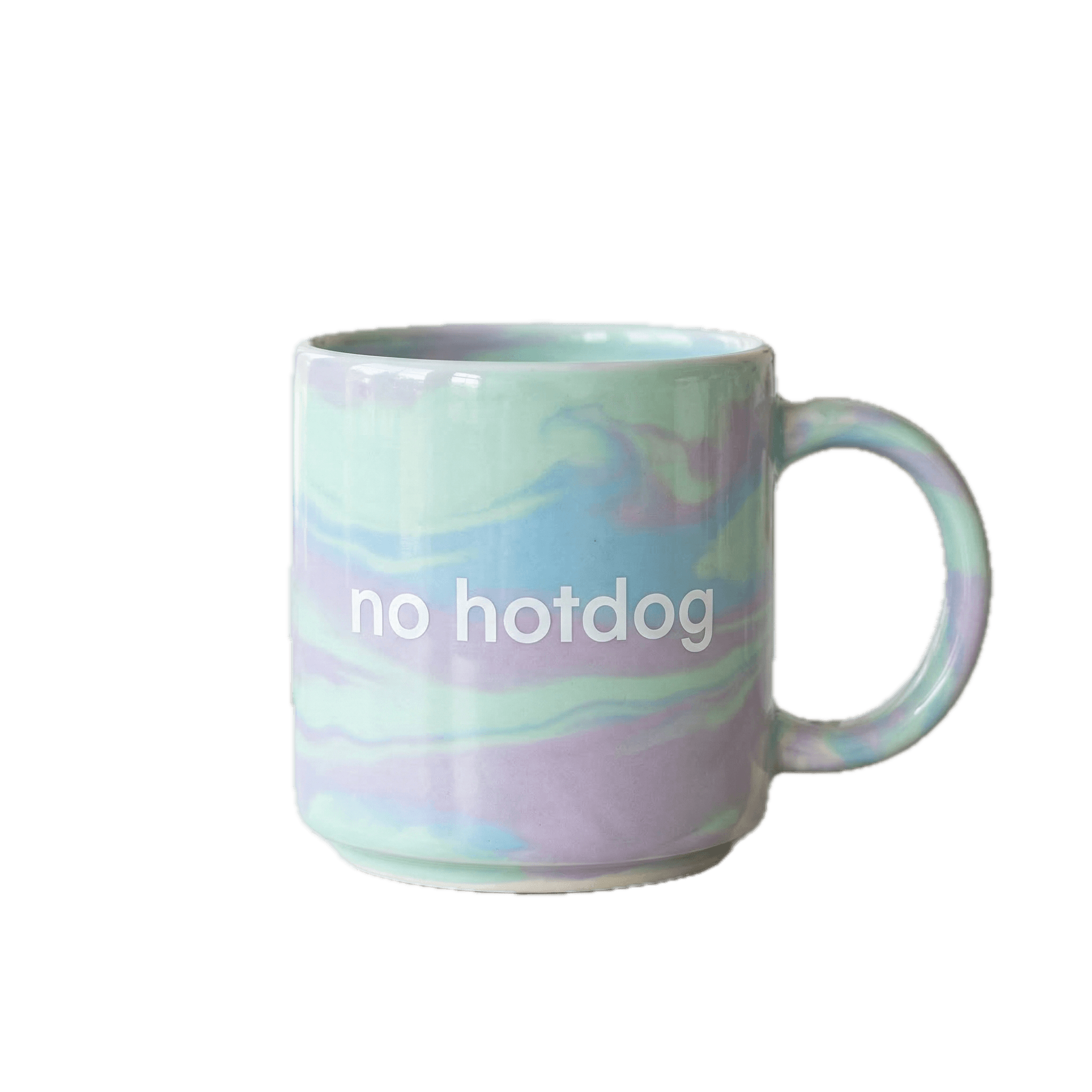 White tie-dye No Hotdog mug